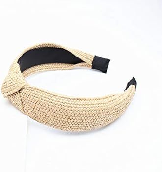 Amazon.com : Straw Headbands Womens Fashion Hair Accessories Twist Knot Wide Hand Knitted Stateme... | Amazon (US)