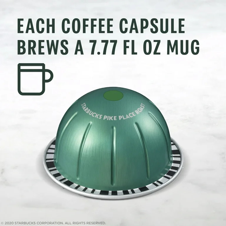 Starbucks Pike Place Medium Roast for Nespresso Vertuo Capsules, 8 Count Box | Walmart (US)