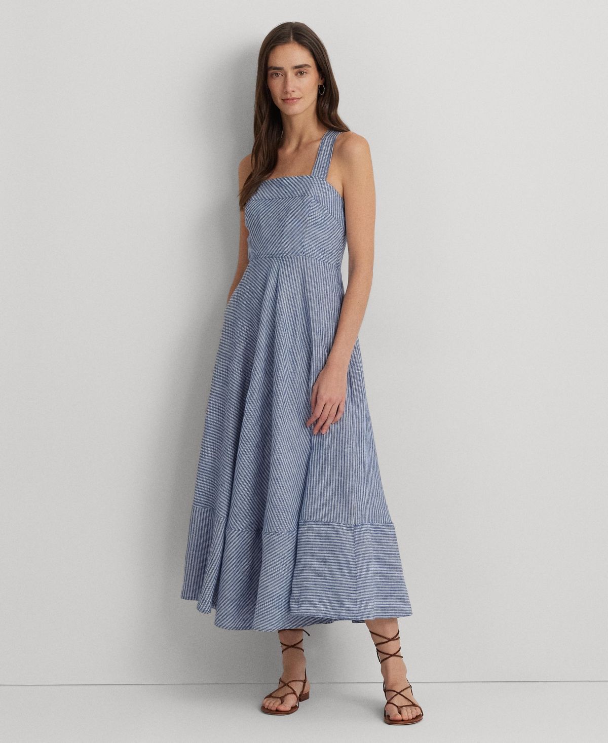 Lauren Ralph Lauren Women's Striped Fit & Flare Dress - Blue / White | Macy's