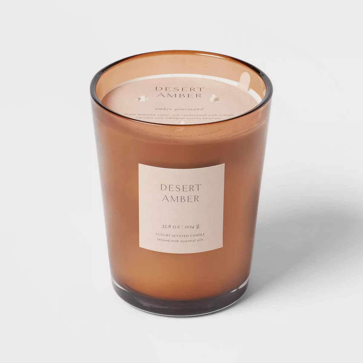 Colored Vase Glass with Dustcover Desert Amber Candle Brown - Threshold™ | Target