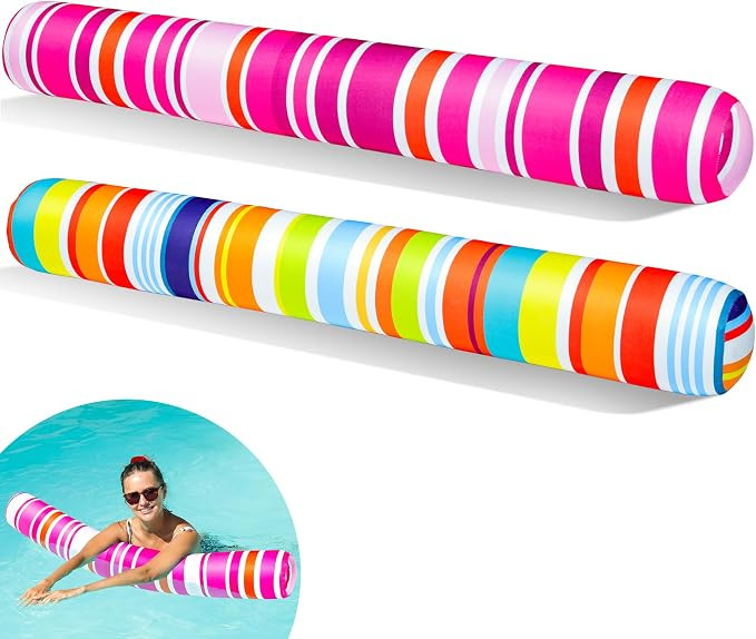 Inflatable Swim Pool Noodles, 2 Pack Soft Fabric Covered Large Swim Noodles for Floating, Pool Fl... | Amazon (US)