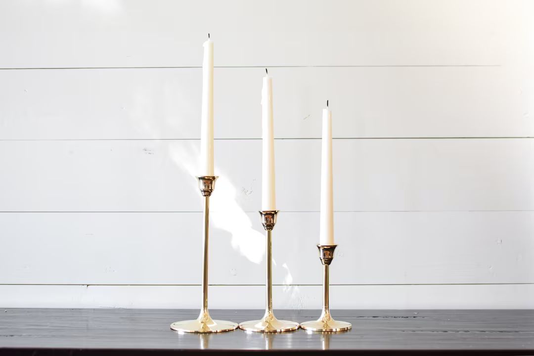 Brass Candlesticks Set of 3  Candle Holders  Candlesticks  - Etsy | Etsy (US)