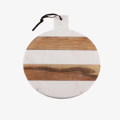 Inox Artisans Mez Round Marble Wood Paddle Charcuterie Board | Target