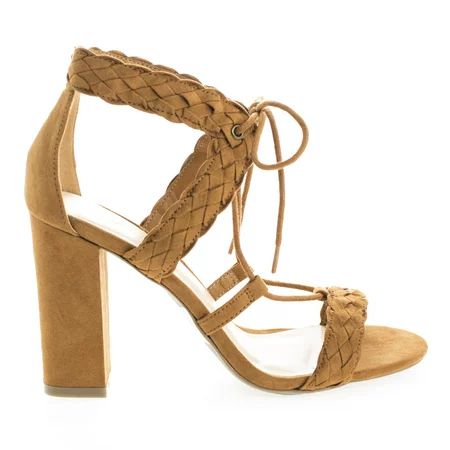 Luciana91 by Wild Diva, Open Toe Lace Up Block High Heeled Sandals | Walmart (US)