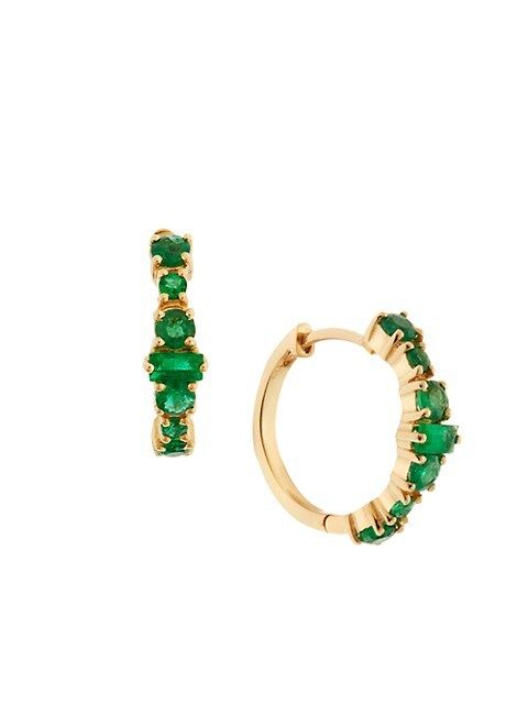 Ileana Makri Cascade 18K Yellow Gold &amp; Emerald Hoop Earrings | Saks Fifth Avenue