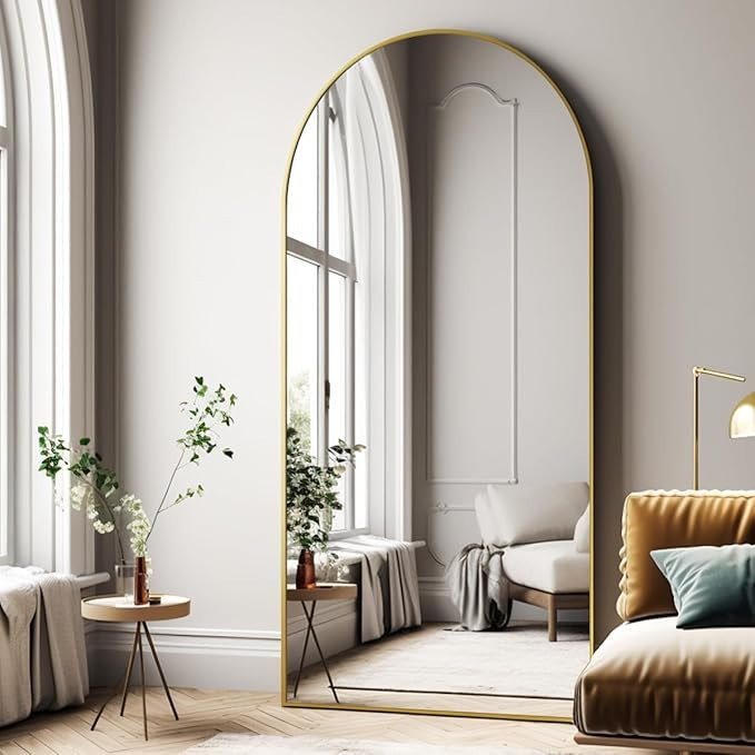 Easly Oversized Full-Body Mirror, 76" x 34" Arched Full-Length Mirror, Gold Metal Frame, Floor Mi... | Amazon (US)