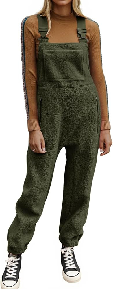 Ebifin Women's Fleece Warm Overalls Winter Loose Casual Jumpsuits with Pockets | Amazon (US)