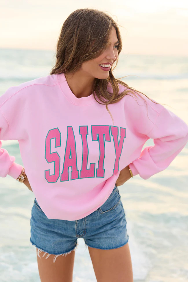 Salty Block Light Pink Graphic Sweatshirt | Pink Lily