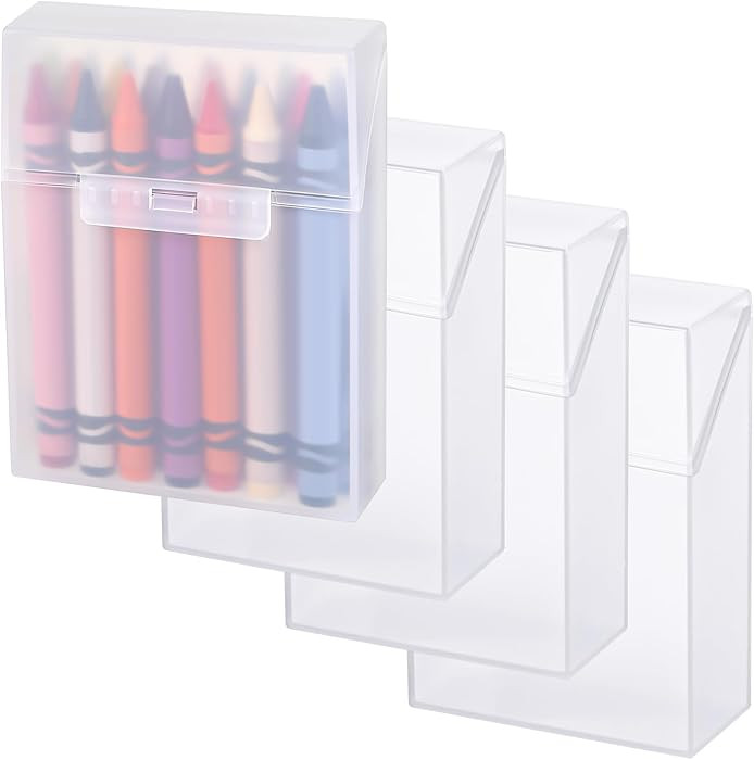 Clabby Plastic Clear Crayon Box Bulk Holds 24 Crayons Boxes With Hinged Lid and Snap Closure for ... | Amazon (US)