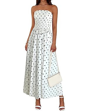 Wenrine Womens Strapless Maxi Dress Summer Polka Dot Long Tube Dresses | Polkadot, Tube Top, Slee... | Amazon (US)