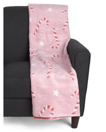 Made In Portugal Candy Canes Throw | TJ Maxx