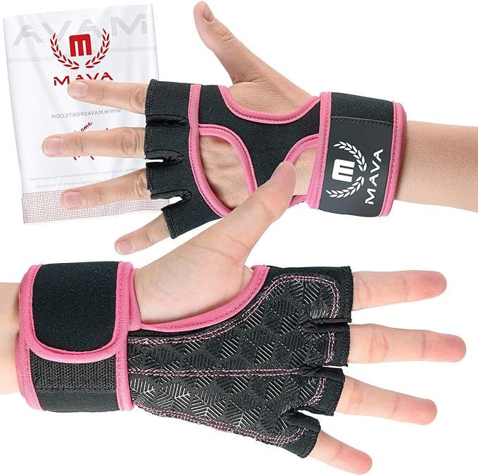 Mava Sports Workout Gloves with Integrated Wrist Wraps Support and Full Palm Silicone Padding - P... | Amazon (US)