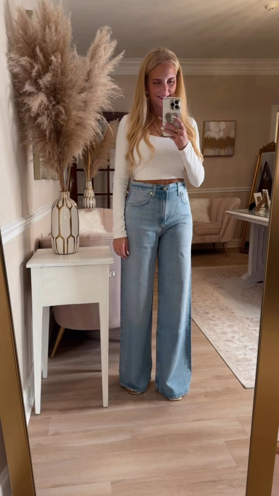 The cutest wide leg jeans! Love the light wash! Wearing a size 27. 

#LTKSeasonal #LTKStyleTip