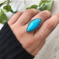 Size 7 Turquoise Ring // Sterling Silver Ring// Statement Kingman | Etsy (US)