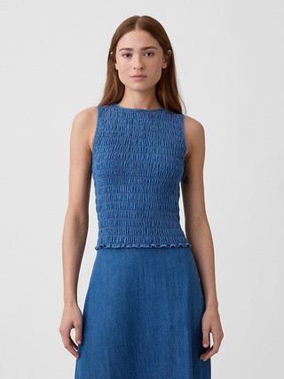 Smocked Sleeveless Boatneck Top | Gap Factory