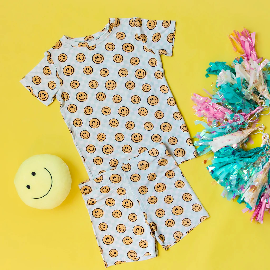 BE HAPPY CHECKERS DREAM SHORT SET | Dream Big Little Co.
