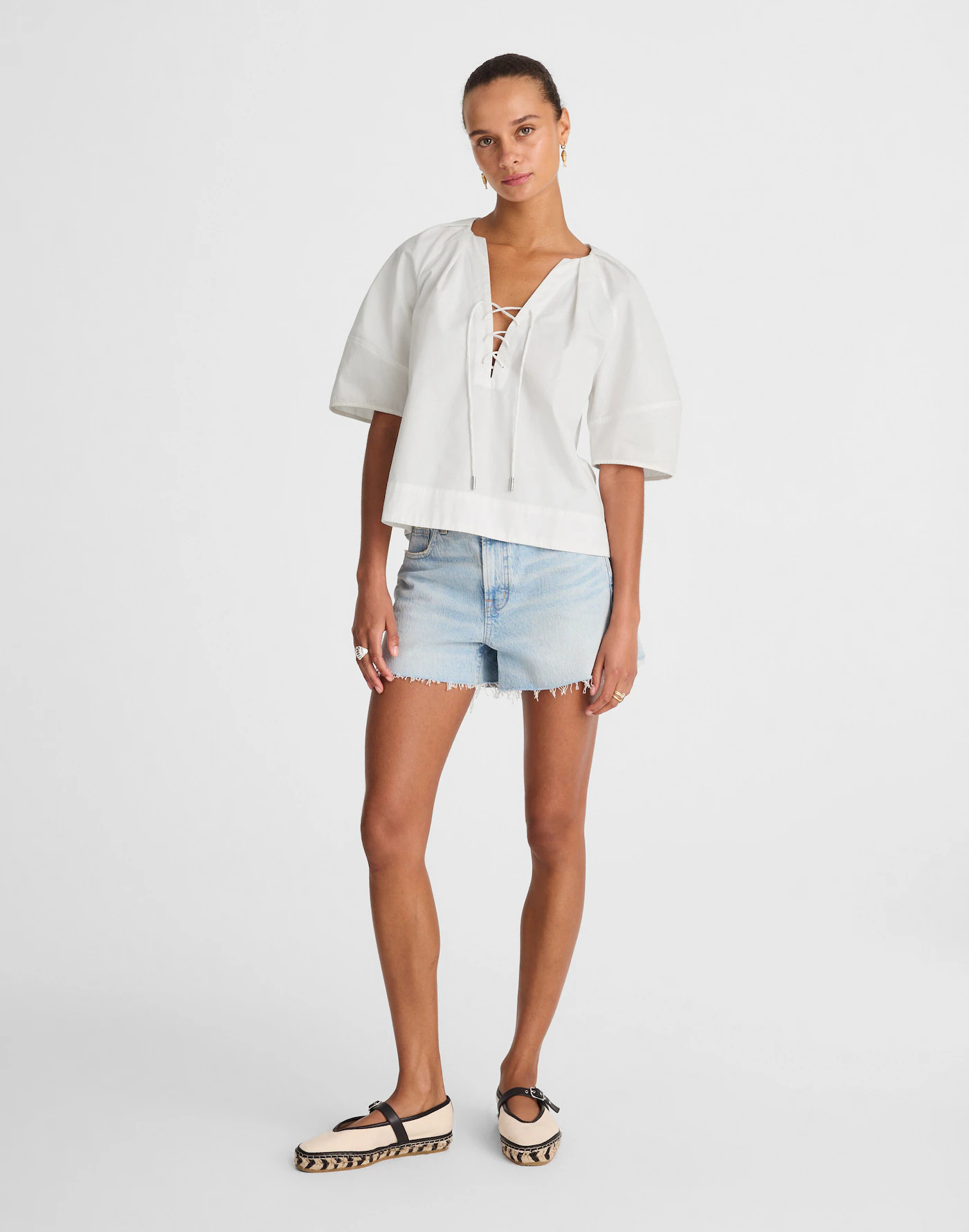 Poplin Lace-Up Top | Madewell
