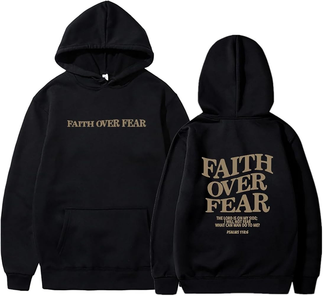 LMZ FAFA Faith Over Fear Hoodie Christian Sweatshirt Religious Shirts Oversized Pullover | Amazon (US)