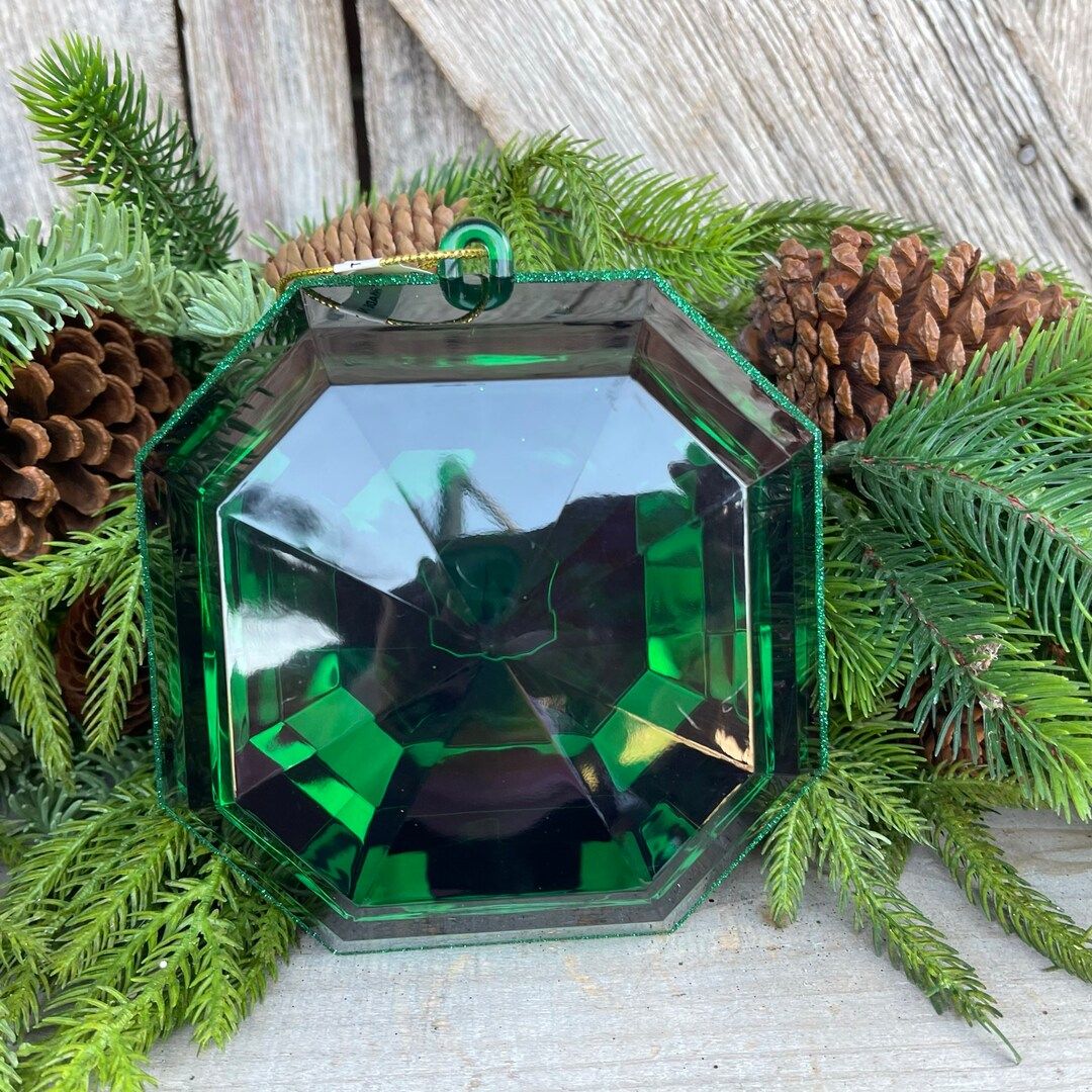 6" Emerald Green Square Jewel, Christmas Jewel Ornament, Green Gem Ornament, Christmas Ornament, ... | Etsy (US)