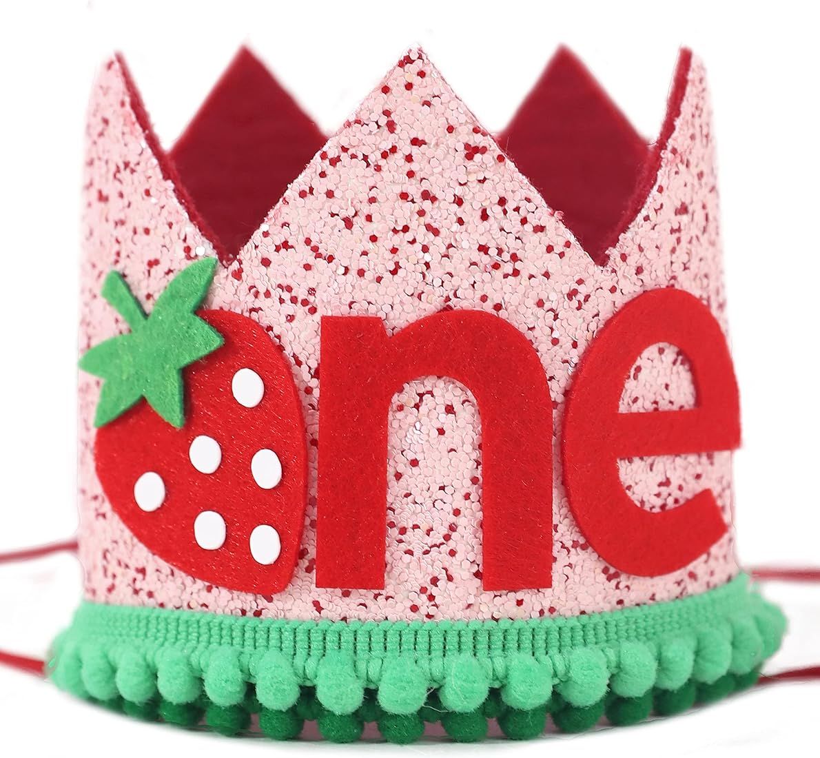 Pink Strawberry Birthday Crown Hats - Strawberry 1st Birthday Party Decoration - Red Strawberry Crow | Amazon (US)