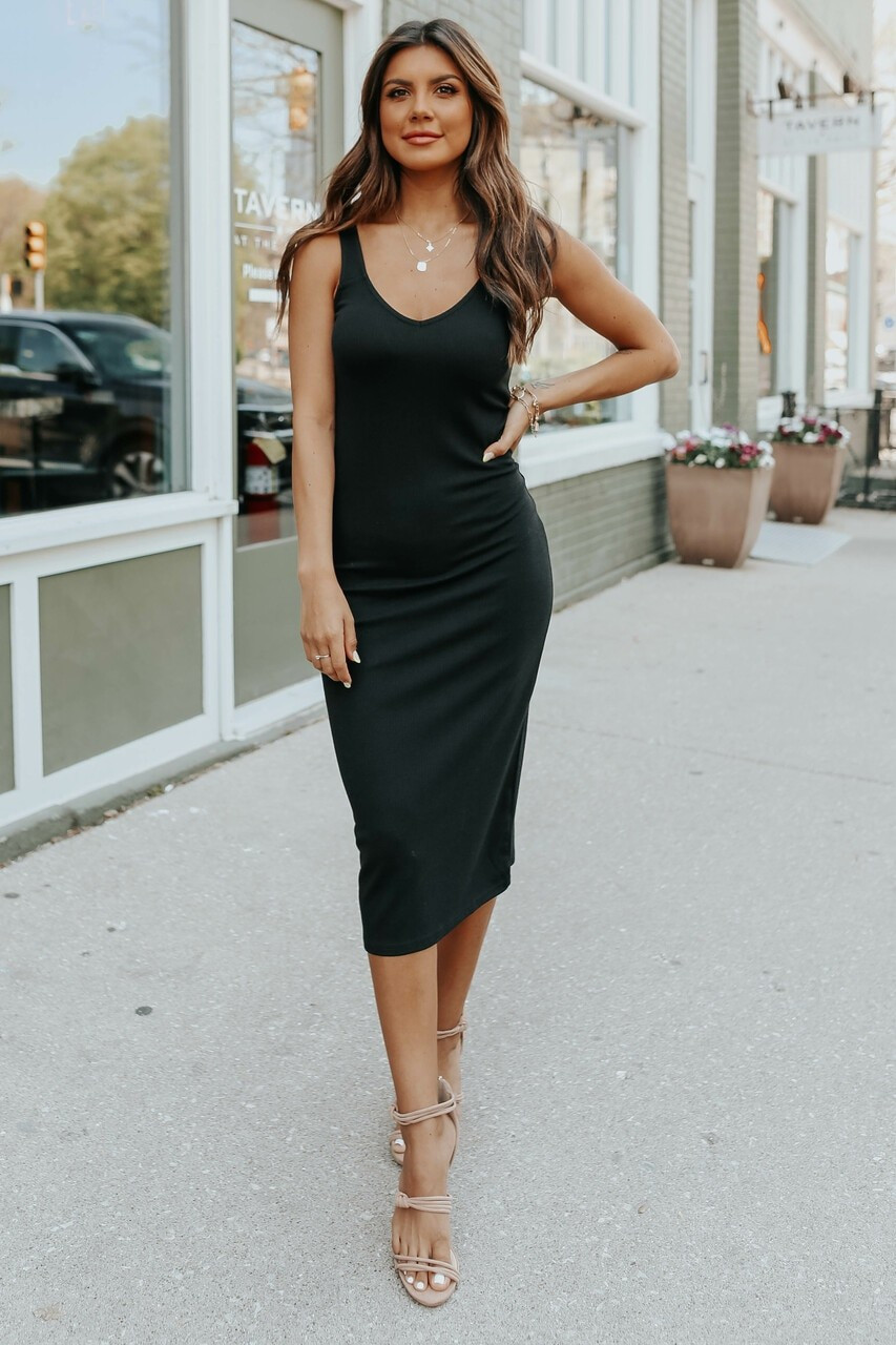 BB Dakota Knit It Off Black Midi Dress | Magnolia Boutique