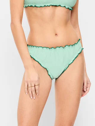 Mid-Rise Ruffle Trim Swim Bottoms | Old Navy (US)