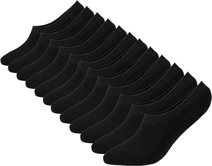 KONY Thick No Show Socks Non Slip Grips, 6 Pairs Cotton Cushioned Flat Athletic Low Cut Socks Siz... | Amazon (US)