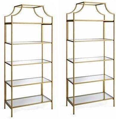 Better Homes and Gardens Nola 5-Open Shelves Bookcase, (Gold, Set of 2, Bookcase) | Amazon (US)