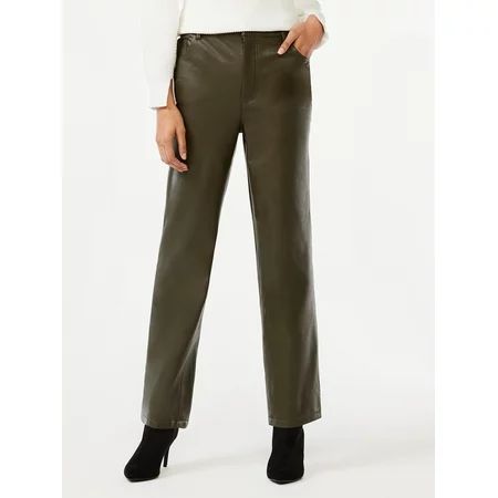Scoop Women s Faux Leather Relaxed 90s Pants | Walmart (US)