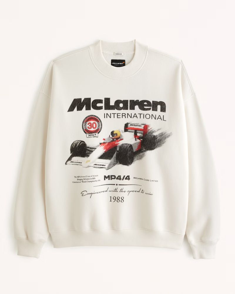 Abercrombie & Fitch Men's McLaren Graphic Crew Sweatshirt in Off White - Size XS | Abercrombie & Fitch (US)