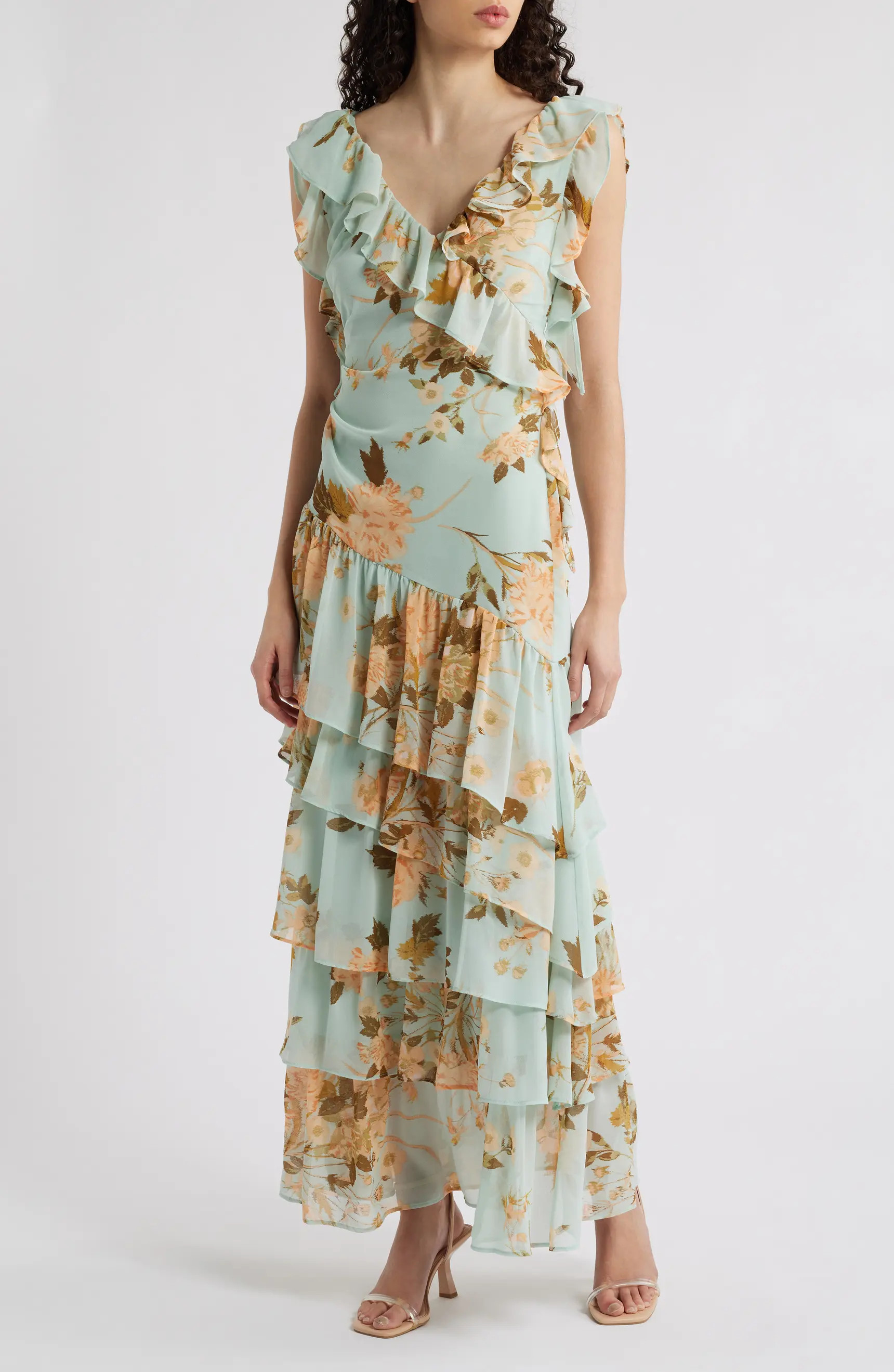 Chelsea28 Cap Sleeve Cascading Ruffle Gown | Nordstrom | Nordstrom