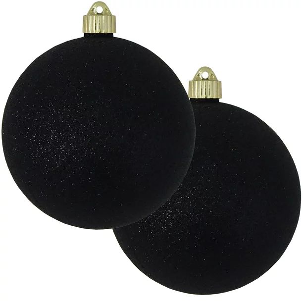 [2 Pack] Christmas by Krebs Black Glitter, 6" (150mm) Shatterproof Plastic Water Resistant Ball O... | Walmart (US)