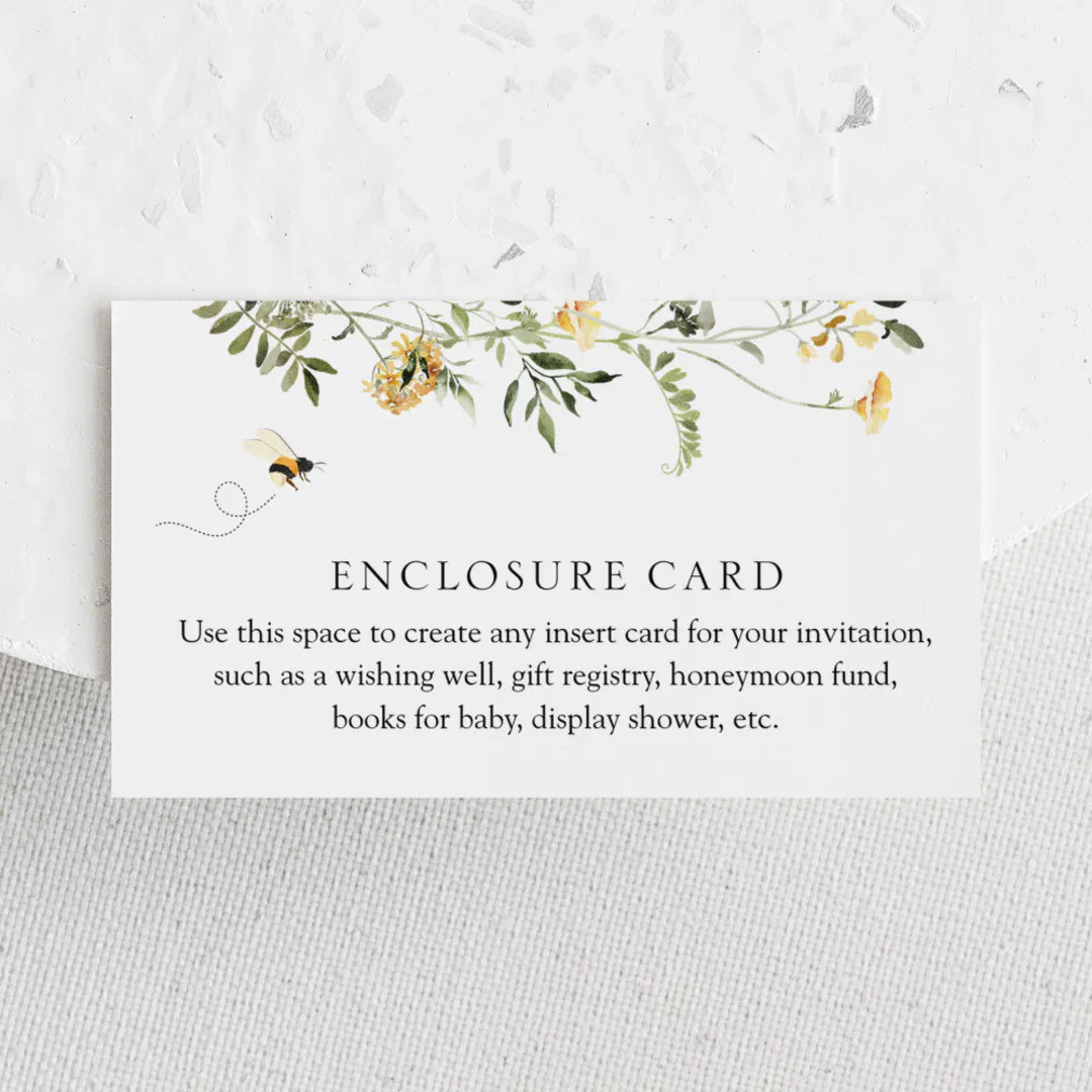 Bee and Yellow Wildflower Enclosure Card | Zazzle | Zazzle