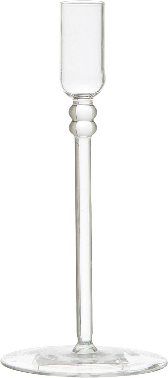 Creative Co-Op Glass Taper Candle Holder, Clear | Amazon (US)