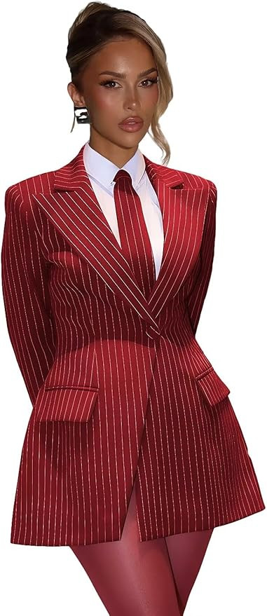 Stripes Blazer Dress for Women Sexy Elegant Blazer Dress with Tie Long Sleeve Bridesmaid Dresses ... | Amazon (US)