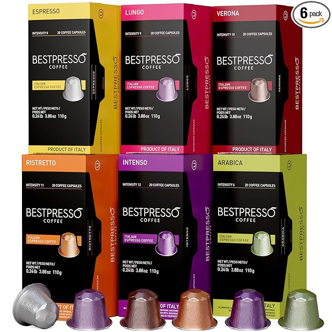 Bestpresso Coffee for Nespresso Original Machine 120 pods Certified Genuine Espresso Variety Pack... | Amazon (US)