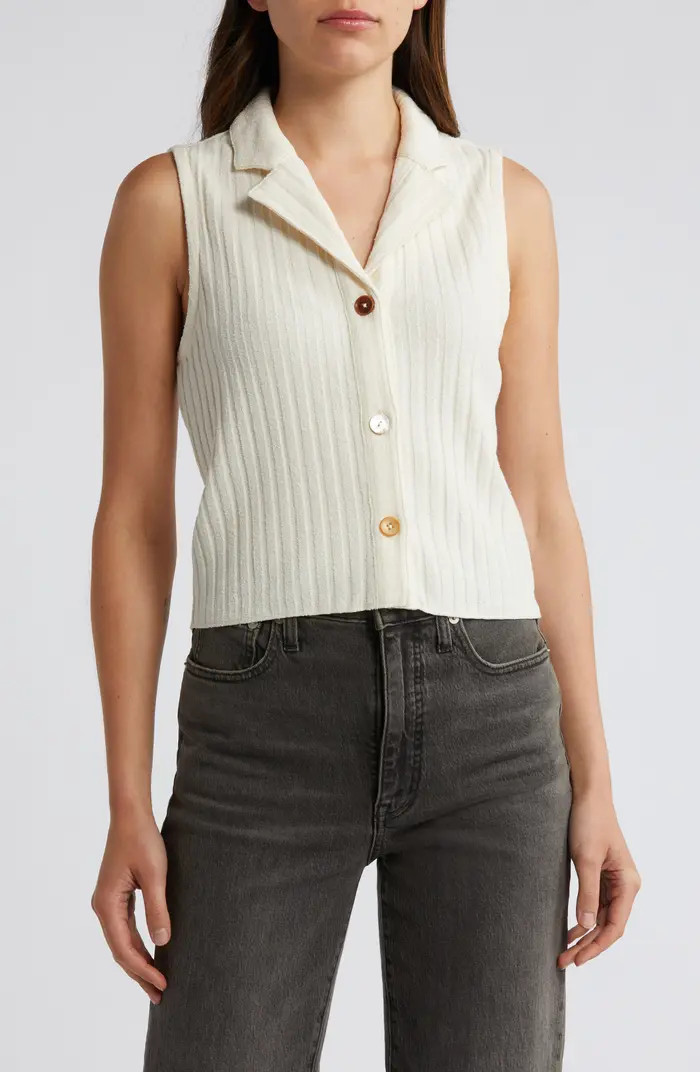 Mixed Button Rib Polo Tank | Nordstrom