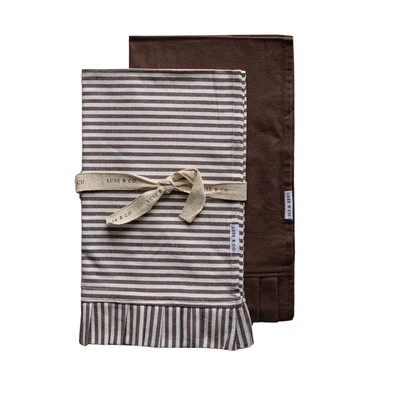 Brown & White Stripes Ruffle Kitchen Dish Towel | luxe bCO