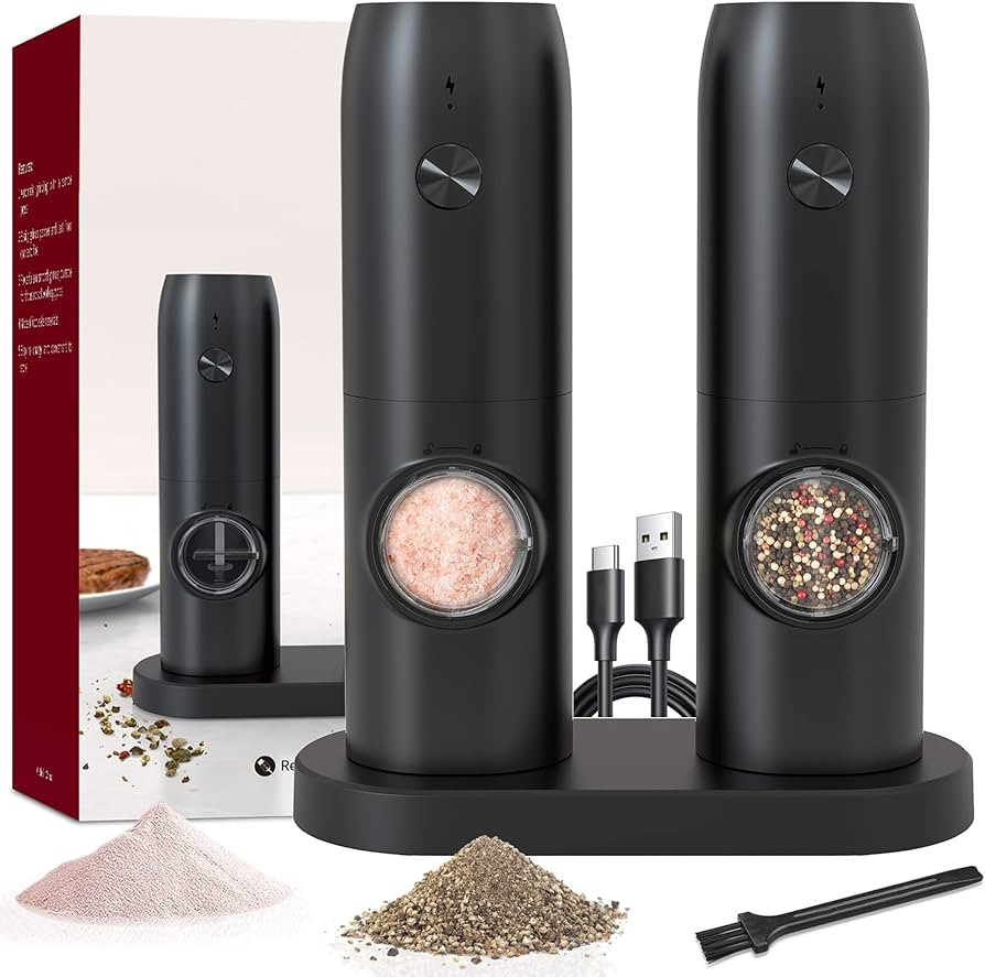 Electric Salt and Pepper Grinder Set of 2,automatic pepper mill,USB rechargeable,Adjustable Coars... | Amazon (US)