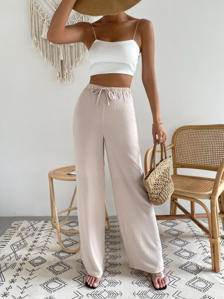 Drawstring Waist Wide Leg Pants | SHEIN