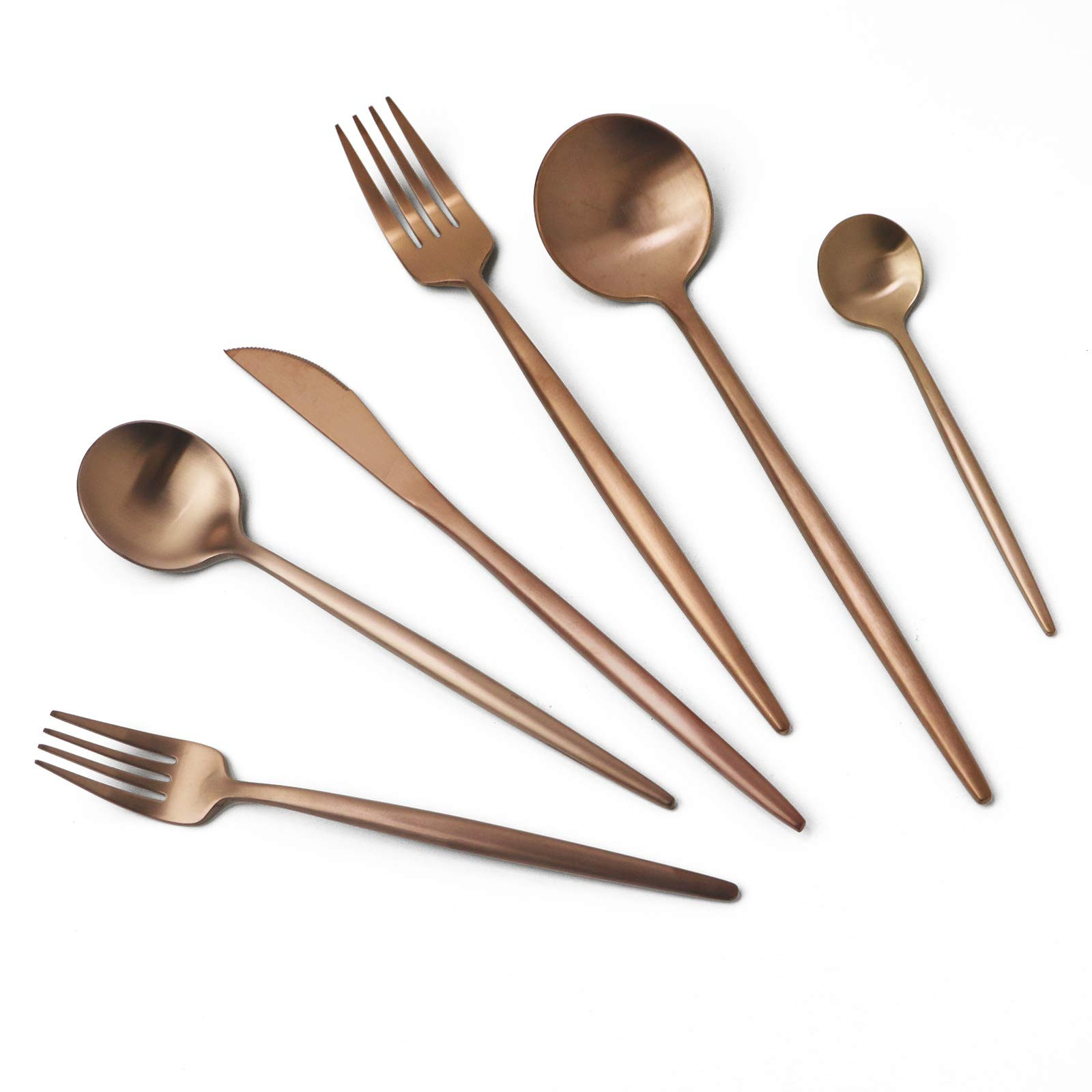 JASHII 18/10 Rose Gold Flatware Silverware Set 304 Stainless Steel Copper Flatware Cutlery Set| 2... | Amazon (US)