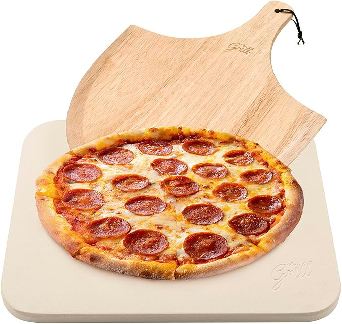 HANS GRILL PIZZA STONE | Rectangular Pizza Stone For Oven Baking & BBQ Grilling With Free Wooden ... | Amazon (US)