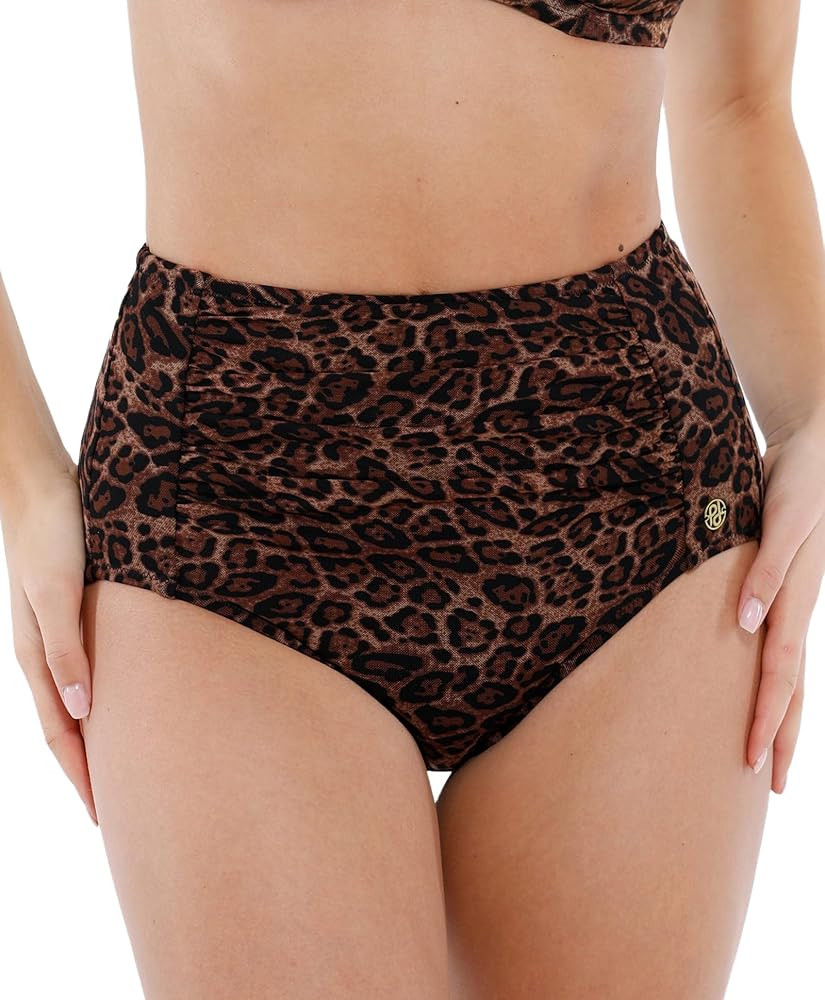 Popilush Women's High Waisted Bikini Bottom Tummy Control Ruched Bathing Suit Vintage Swim Bottom... | Amazon (US)