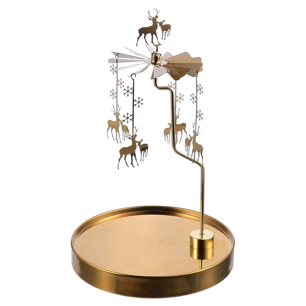 FOMIYES Karussell Teelicht Rotierende Kerzenhalter Teelichthalter Kerzenständer Spinning Rentier... | Amazon (DE)