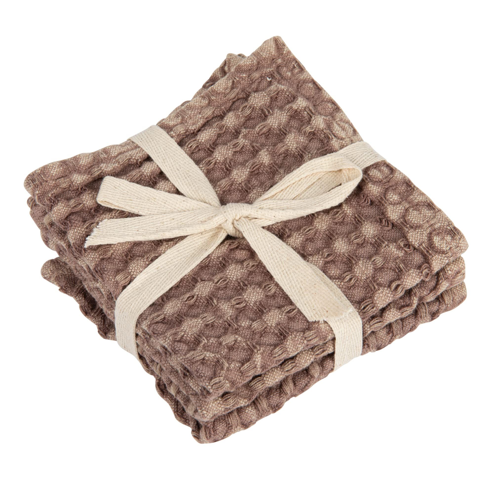 Bloomingville Square Cotton Waffle Weave, Set of 3, Brown Dish Cloth, Purple | Amazon (US)