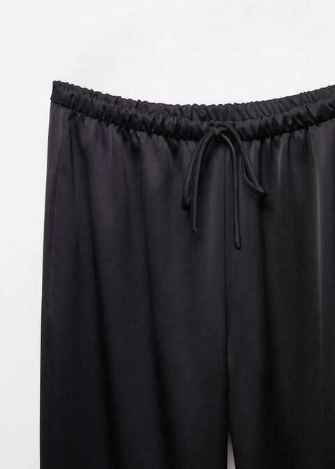 Satin-finish elastic waist pants | MANGO (US)