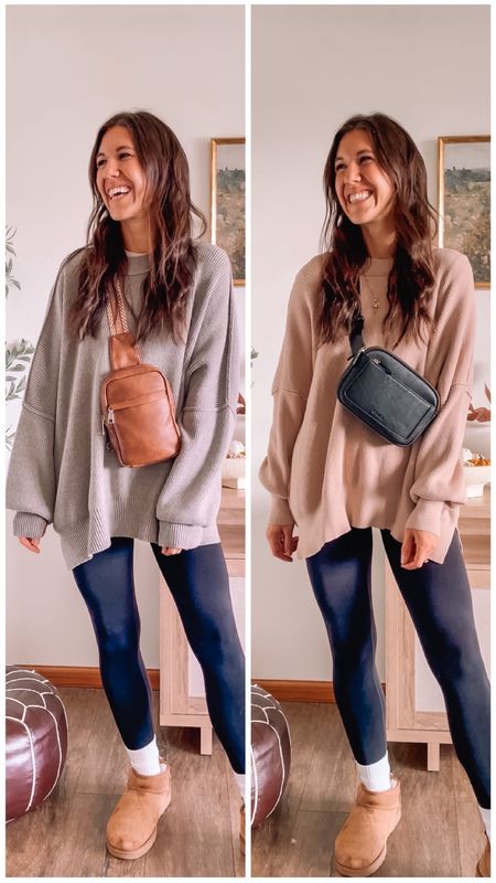 Oversized sweater comparison!
The khaki one is 61% 😎 I sized up to medium.

Grey one is a true oversized fit, wearing small 
Aerie leggings, small
Ultra mini Ugg boots fit tts
Tube socks

Belt bag, crossbody
Fall outfits, fall outfit 
Free people 
Amazon fashion 
Winter outfits 
Casual outfit 
Casual outfits 
Amazon finds 

#LTKSeasonal #LTKstyletip #LTKitbag