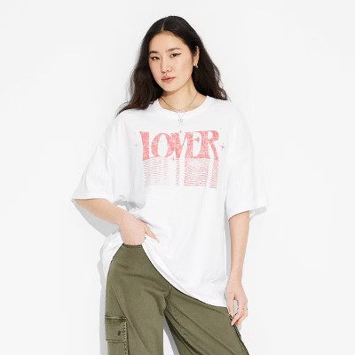 Women's Lover Oversized Short Sleeve Graphic T-Shirt - WhiteThis item is not available | Target