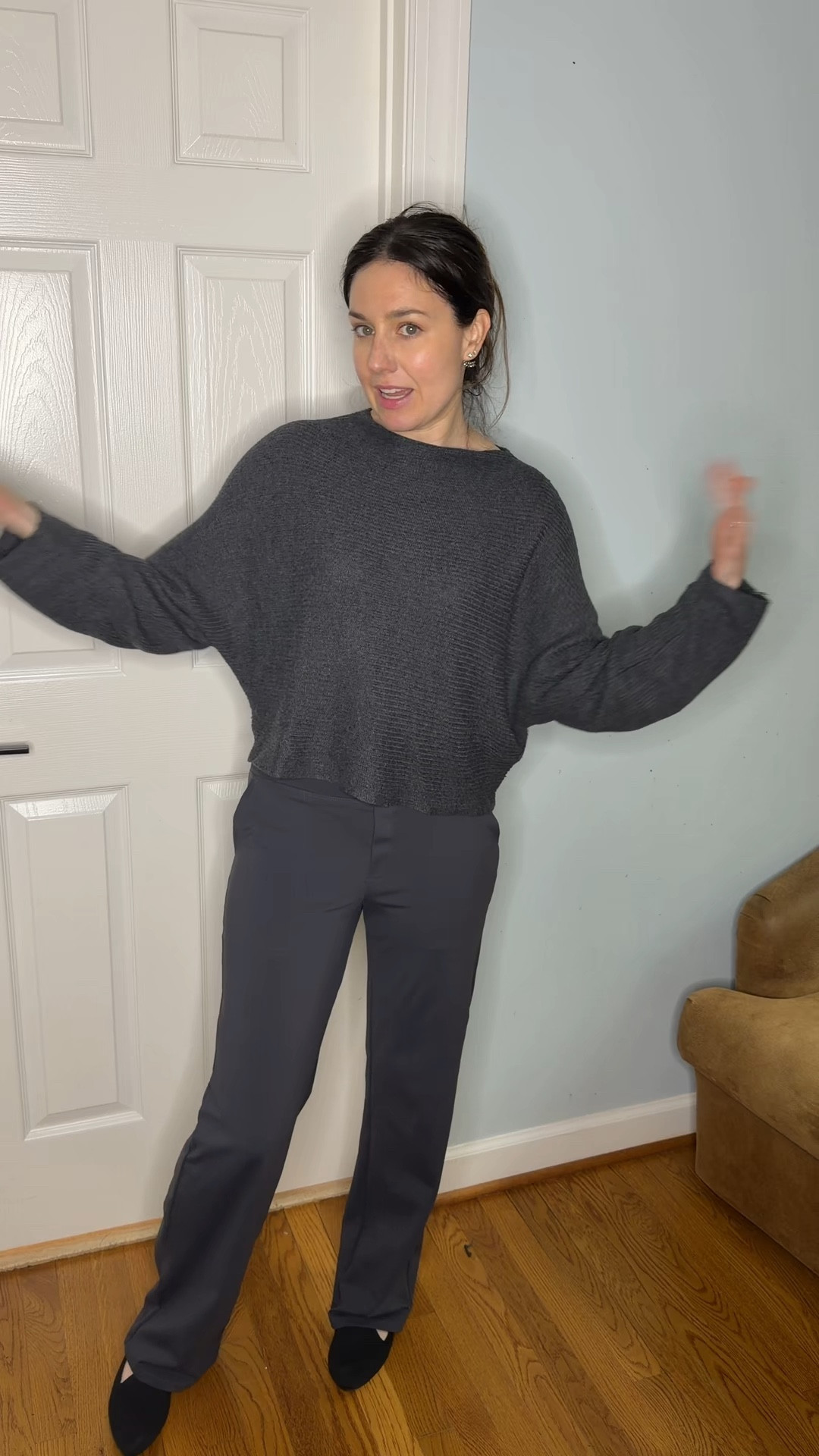 Absolutely love these dress pants yoga pants. They have detailing that makes them appear business casual, but in reality they are high-waisted yoga pants and oh so comfortable. #churchootd #momootd #workingmom

#LTKWorkwear #LTKootd #LTKmomlife