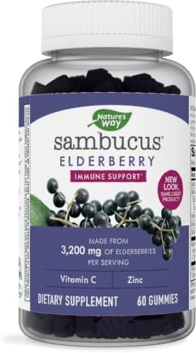 Nature’s Way Sambucus Elderberry Gummies, Immune Support Gummies*, Black Elderberry with Vitami... | Amazon (US)